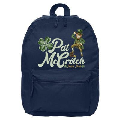 Funny St. Patrick's Day Pat McCrotch Irish Pub Leprechaun 16 in Basic Backpack