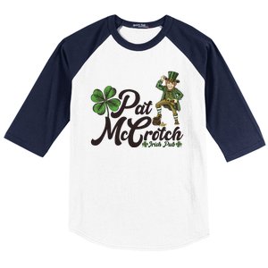 Funny St. Patrick's Day Pat McCrotch Irish Pub Leprechaun Baseball Sleeve Shirt