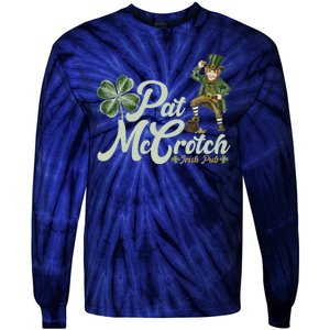 Funny St. Patrick's Day Pat McCrotch Irish Pub Leprechaun Tie-Dye Long Sleeve Shirt