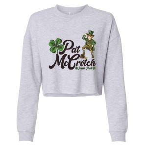 Funny St. Patrick's Day Pat McCrotch Irish Pub Leprechaun Cropped Pullover Crew