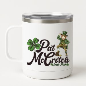 Funny St. Patrick's Day Pat McCrotch Irish Pub Leprechaun 12 oz Stainless Steel Tumbler Cup