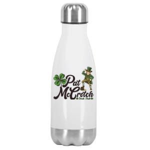 Funny St. Patrick's Day Pat McCrotch Irish Pub Leprechaun Stainless Steel Insulated Water Bottle