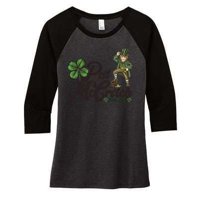 Funny St. Patrick's Day Pat McCrotch Irish Pub Leprechaun Women's Tri-Blend 3/4-Sleeve Raglan Shirt