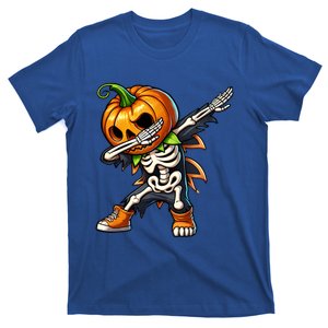 Funny Skeleton Pumpkin Head Dabbing Halloween Gift T-Shirt