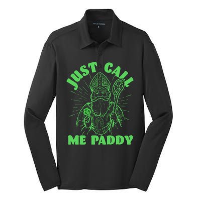 Funny Saint Patricks Day Just Call Me Paddy Silk Touch Performance Long Sleeve Polo