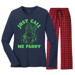 Funny Saint Patricks Day Just Call Me Paddy Women's Long Sleeve Flannel Pajama Set 