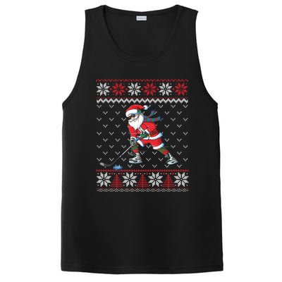 Funny Santa Playing Hockey Christmas Ugly Sweater Gift PosiCharge Competitor Tank