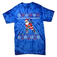 Funny Santa Playing Hockey Christmas Ugly Sweater Gift Tie-Dye T-Shirt