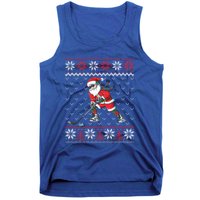 Funny Santa Playing Hockey Christmas Ugly Sweater Gift Tank Top