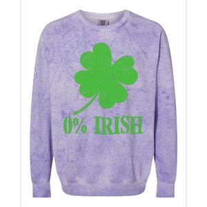 Funny St Patricks Day Zero Percent Irish Distressed Shamrock Clover Colorblast Crewneck Sweatshirt