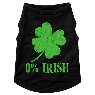 Funny St Patricks Day Zero Percent Irish Distressed Shamrock Clover Doggie Tank