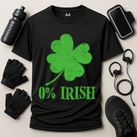 Funny St Patricks Day Zero Percent Irish Distressed Shamrock Clover Performance Shirt