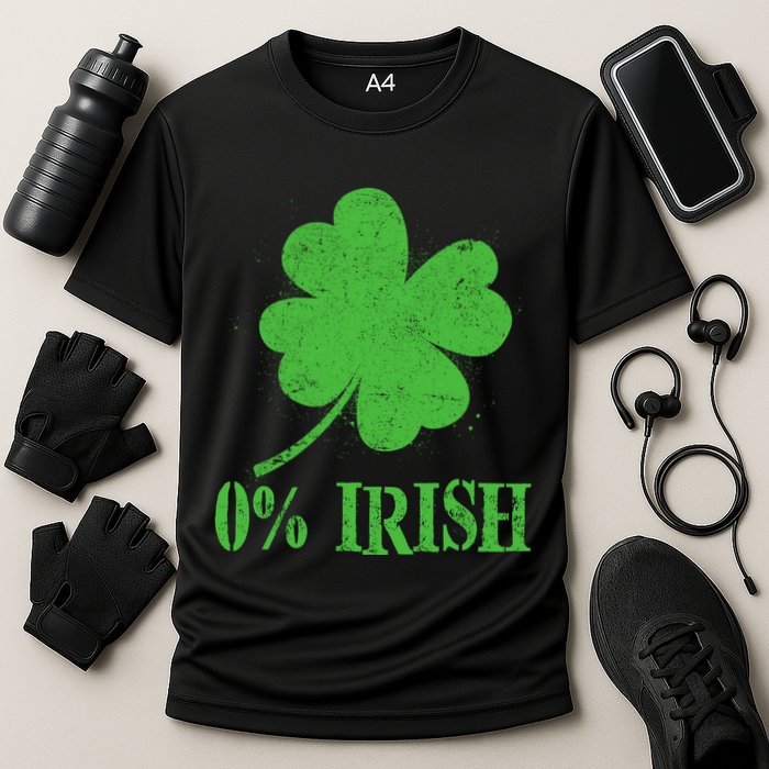 Funny St Patricks Day Zero Percent Irish Distressed Shamrock Clover Performance Shirt