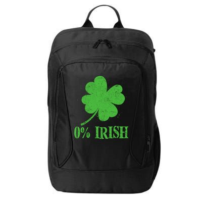 Funny St Patricks Day Zero Percent Irish Distressed Shamrock Clover City Backpack