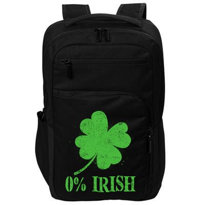 Funny St Patricks Day Zero Percent Irish Distressed Shamrock Clover Impact Tech Backpack