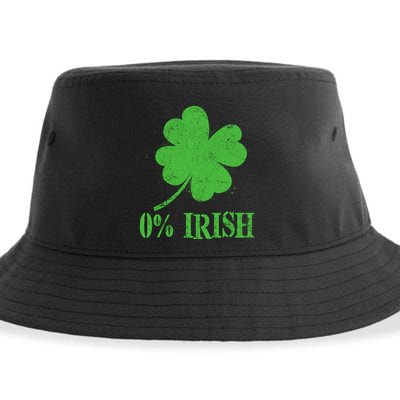 Funny St Patricks Day Zero Percent Irish Distressed Shamrock Clover Sustainable Bucket Hat