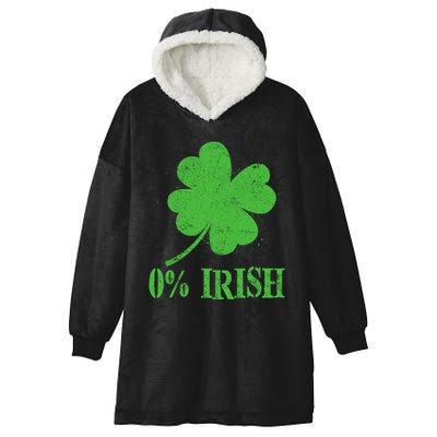Funny St Patricks Day Zero Percent Irish Distressed Shamrock Clover Hooded Wearable Blanket