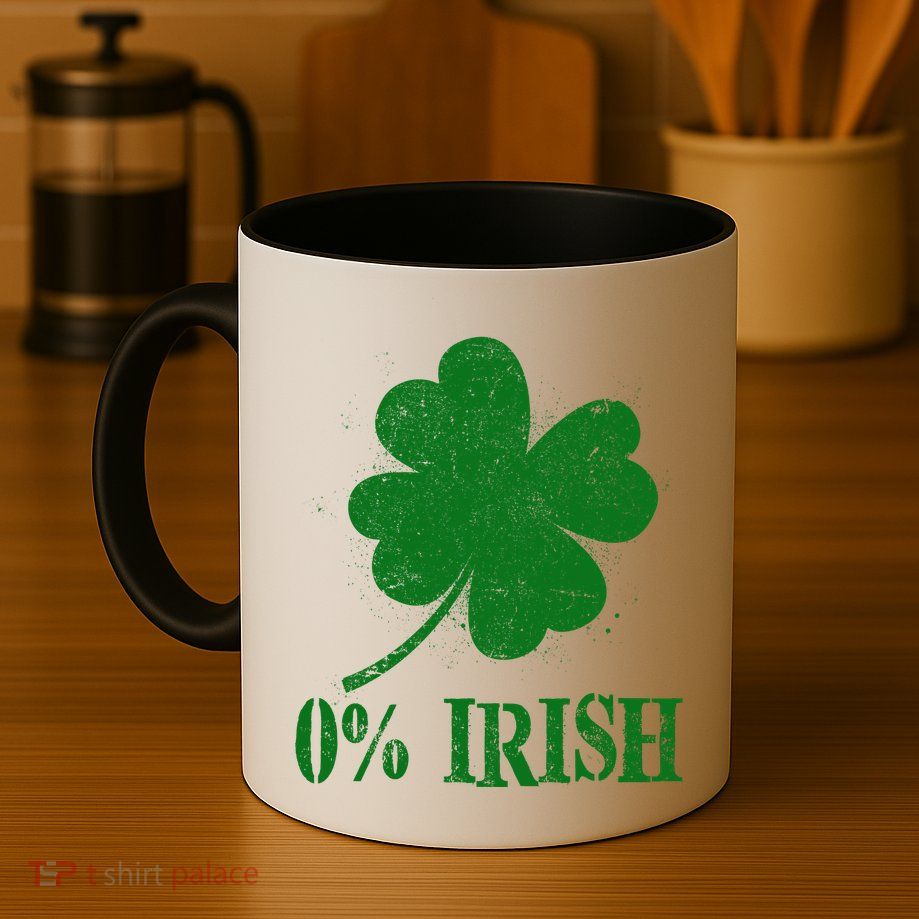 Funny St Patricks Day Zero Percent Irish Distressed Shamrock Clover Mug