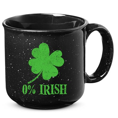 Funny St Patricks Day Zero Percent Irish Distressed Shamrock Clover 15oz Campfire Ceramic Mug