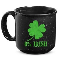 Funny St Patricks Day Zero Percent Irish Distressed Shamrock Clover 15oz Campfire Ceramic Mug