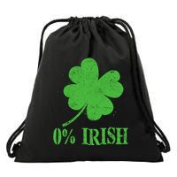 Funny St Patricks Day Zero Percent Irish Distressed Shamrock Clover Drawstring Bag