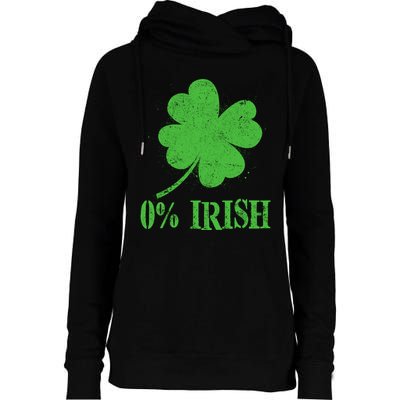Funny St Patricks Day Zero Percent Irish Distressed Shamrock Clover Womens Funnel Neck Pullover Hood