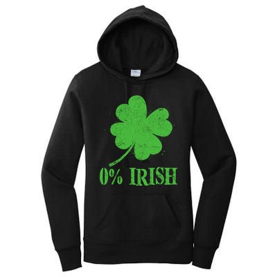 Funny St Patricks Day Zero Percent Irish Distressed Shamrock Clover Women's Pullover Hoodie