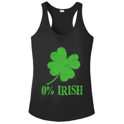 Funny St Patricks Day Zero Percent Irish Distressed Shamrock Clover Ladies PosiCharge Competitor Racerback Tank