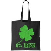 Funny St Patricks Day Zero Percent Irish Distressed Shamrock Clover Bag