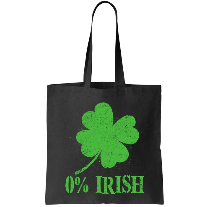 Funny St Patricks Day Zero Percent Irish Distressed Shamrock Clover Bag