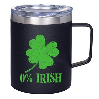 Funny St Patricks Day Zero Percent Irish Distressed Shamrock Clover 12oz Stainless Steel Coffee Mug