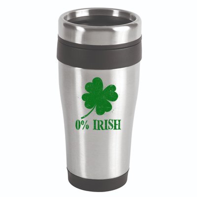 Funny St Patricks Day Zero Percent Irish Distressed Shamrock Clover 16oz Travel Tumbler