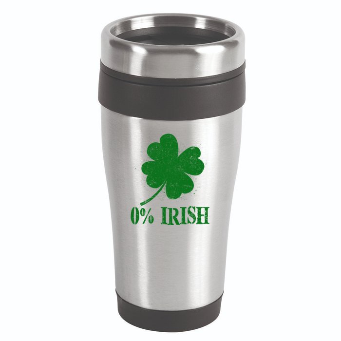 Funny St Patricks Day Zero Percent Irish Distressed Shamrock Clover 16oz Travel Tumbler