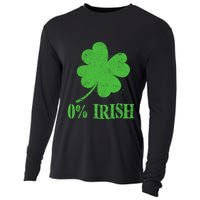 Funny St Patricks Day Zero Percent Irish Distressed Shamrock Clover Cooling Performance Long Sleeve Crew