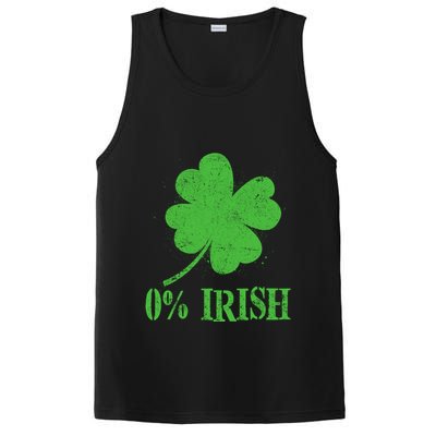Funny St Patricks Day Zero Percent Irish Distressed Shamrock Clover PosiCharge Competitor Tank