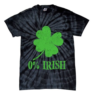 Funny St Patricks Day Zero Percent Irish Distressed Shamrock Clover Tie-Dye T-Shirt