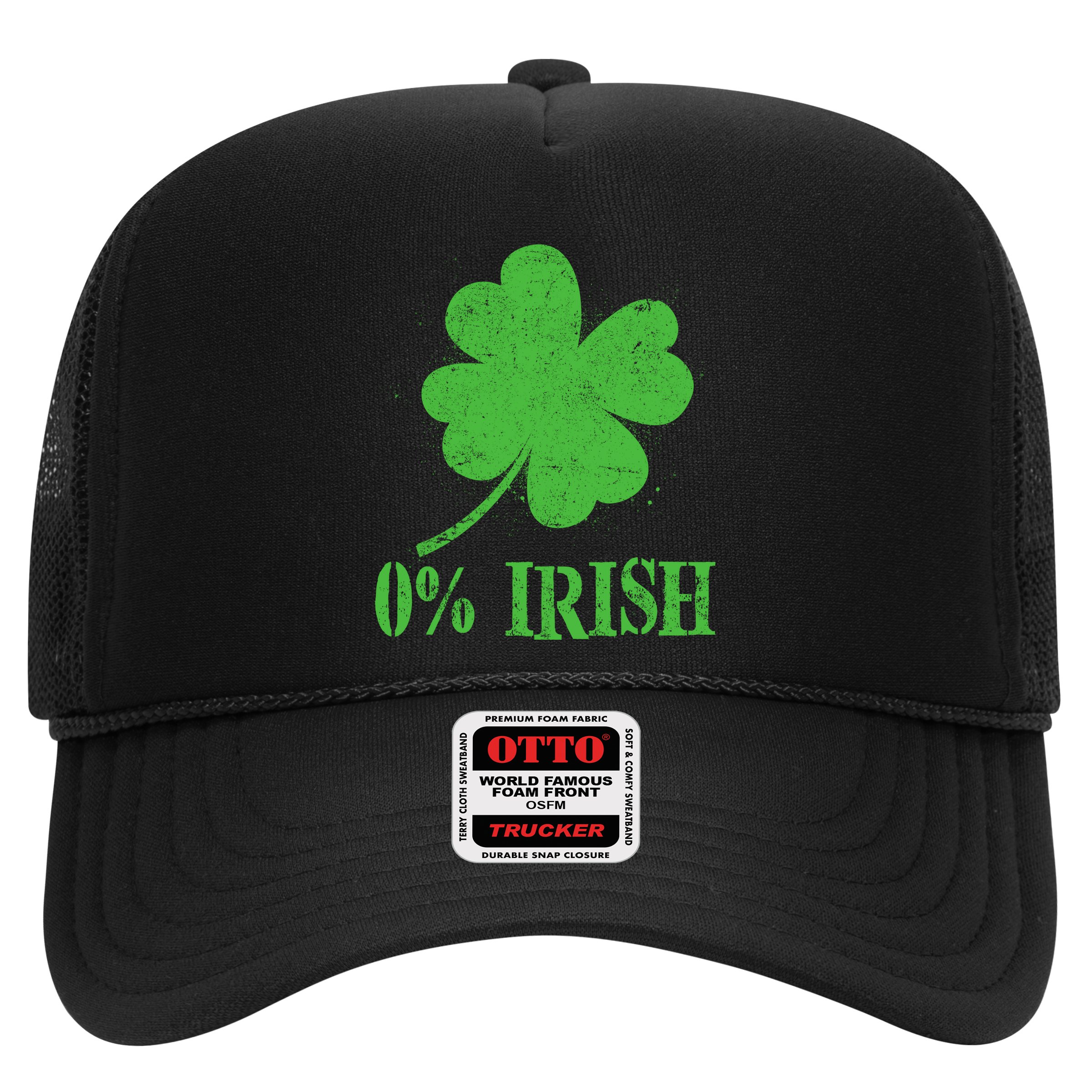 Funny St Patricks Day Zero Percent Irish Distressed Shamrock Clover Hat