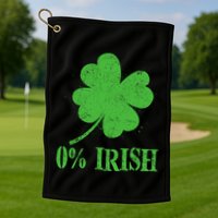 Funny St Patricks Day Zero Percent Irish Distressed Shamrock Clover Golf Towel