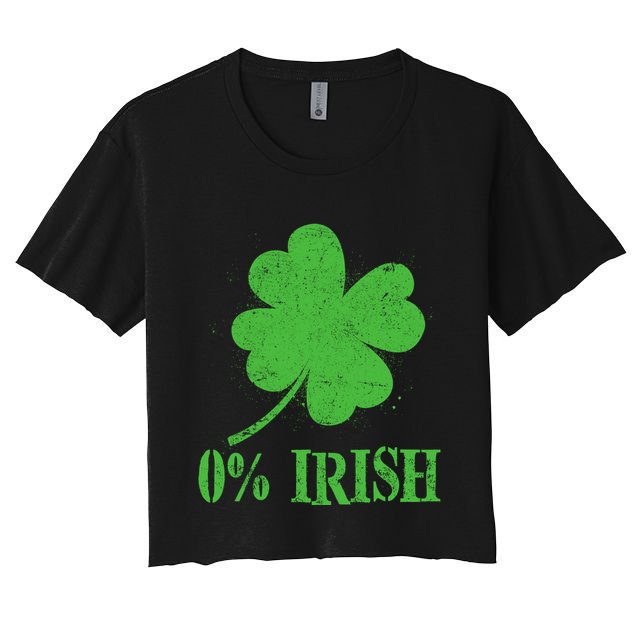 Funny St Patricks Day Zero Percent Irish Distressed Shamrock Clover Crop Top