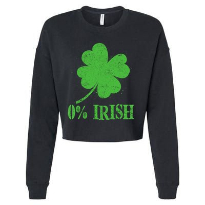 Funny St Patricks Day Zero Percent Irish Distressed Shamrock Clover Cropped Pullover Crew