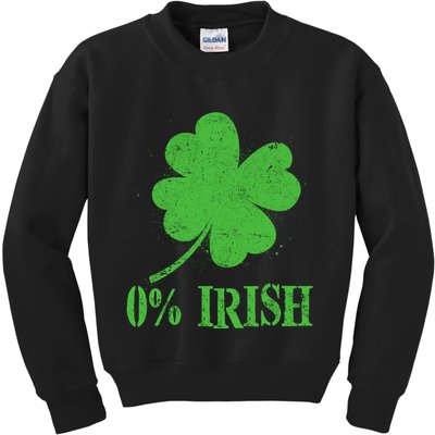 Funny St Patricks Day Zero Percent Irish Distressed Shamrock Clover Kids Sweatshirt