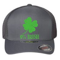 Funny St Patricks Day Zero Percent Irish Distressed Shamrock Clover Flexfit Unipanel Trucker Cap