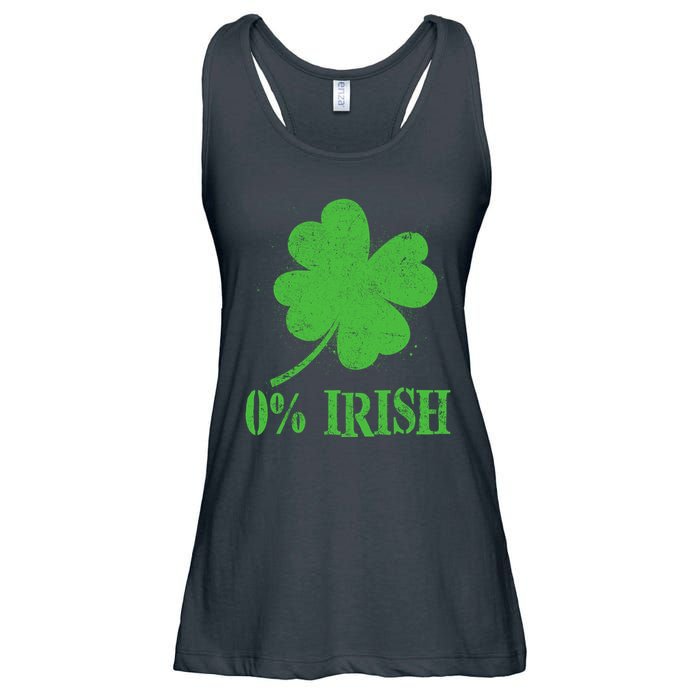 Funny St Patricks Day Zero Percent Irish Distressed Shamrock Clover Ladies Essential Flowy Tank