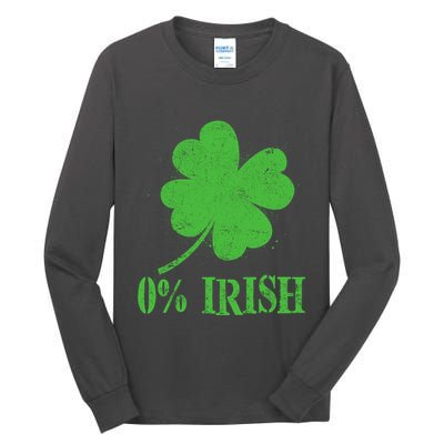 Funny St Patricks Day Zero Percent Irish Distressed Shamrock Clover Tall Long Sleeve T-Shirt