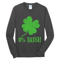 Funny St Patricks Day Zero Percent Irish Distressed Shamrock Clover Tall Long Sleeve T-Shirt
