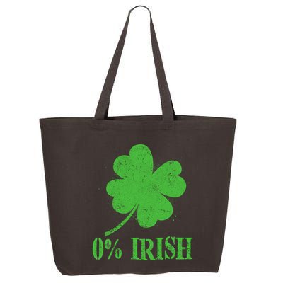 Funny St Patricks Day Zero Percent Irish Distressed Shamrock Clover 25L Jumbo Tote
