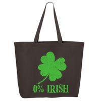 Funny St Patricks Day Zero Percent Irish Distressed Shamrock Clover 25L Jumbo Tote