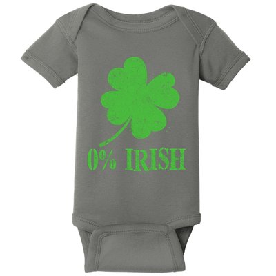 Funny St Patricks Day Zero Percent Irish Distressed Shamrock Clover Baby Bodysuit