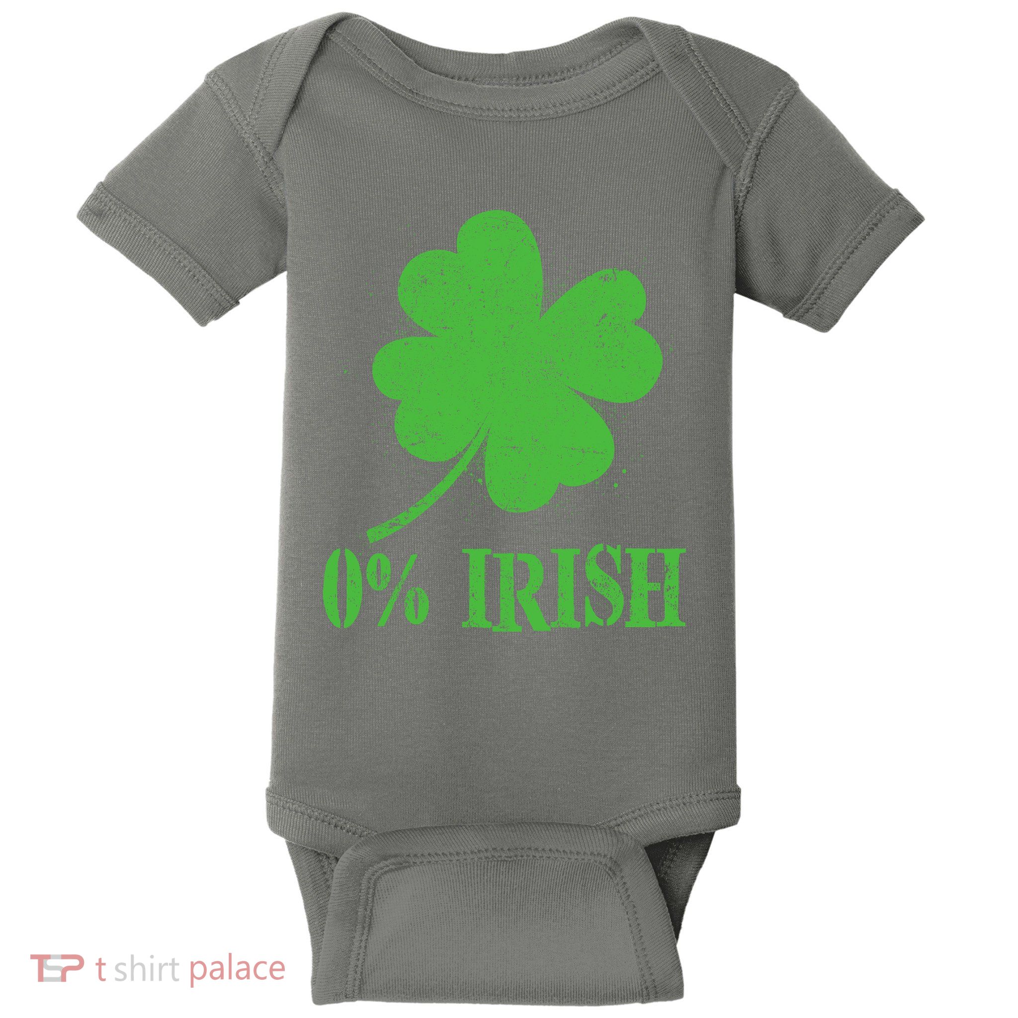 Funny St Patricks Day Zero Percent Irish Distressed Shamrock Clover Baby Bodysuit