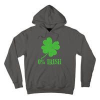 Funny St Patricks Day Zero Percent Irish Distressed Shamrock Clover Tall Hoodie